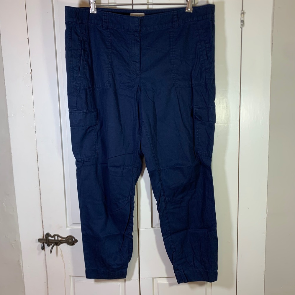 LOFT Outlet Women Blue Cotton Lyocell Cargo Joggers Size 16 Utility Gorpcore